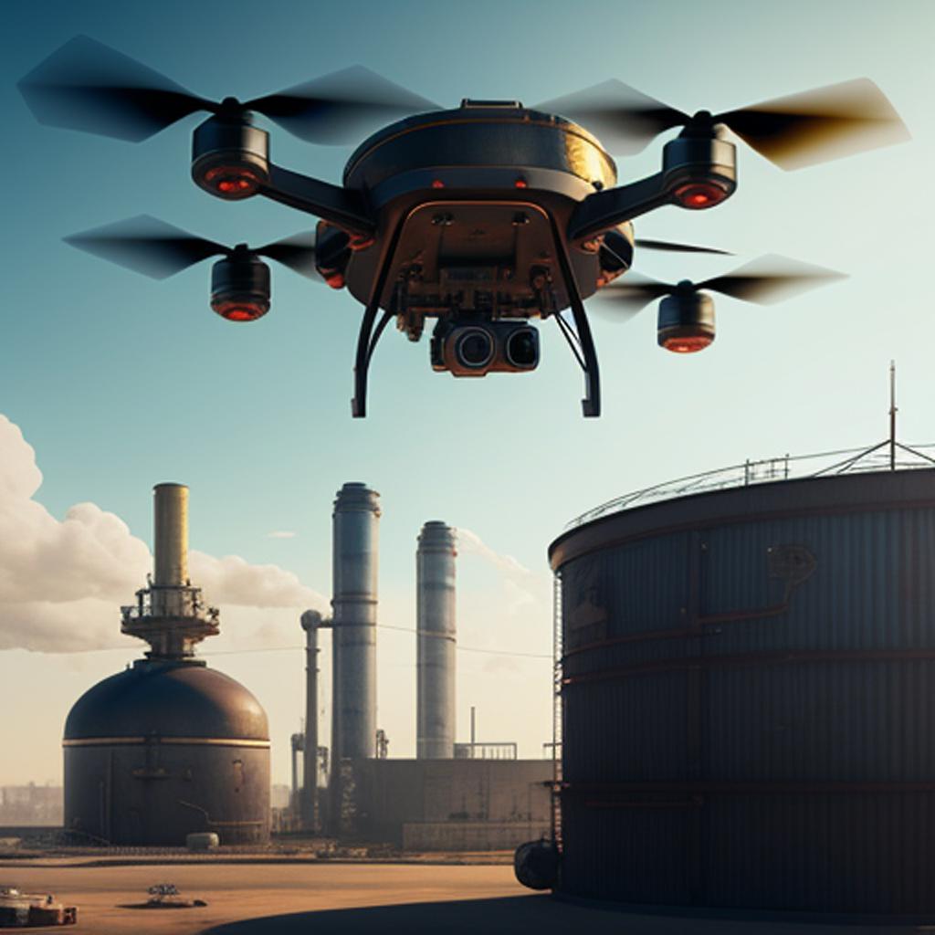 Drone inspecionando tanque